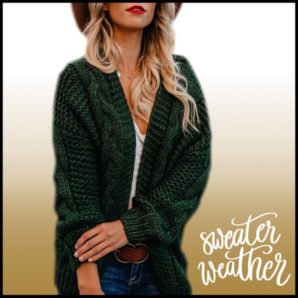 Boutique Sweaters - Evergreen Cable-knit